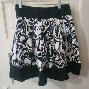 Cache Black and White Mini Skirt Pleated Cocktail